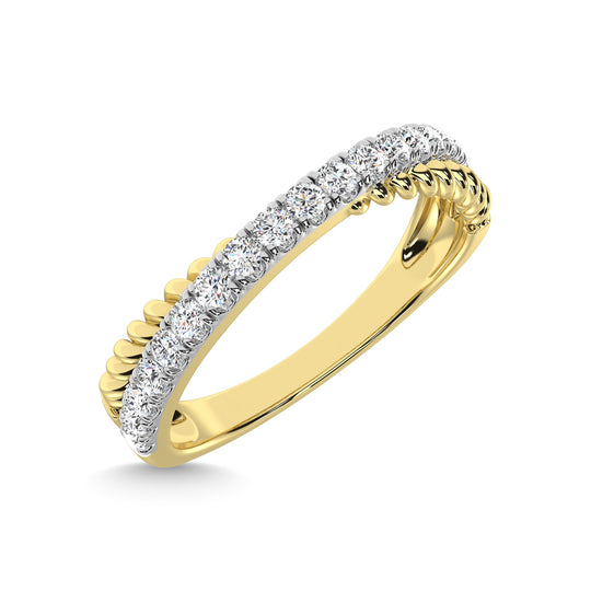 Diamante de oro amarillo de 10 quilates de 1/4 qt. total Anillo de moda cruzado