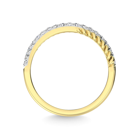 Diamante de oro amarillo de 10 quilates de 1/4 qt. total Anillo de moda cruzado