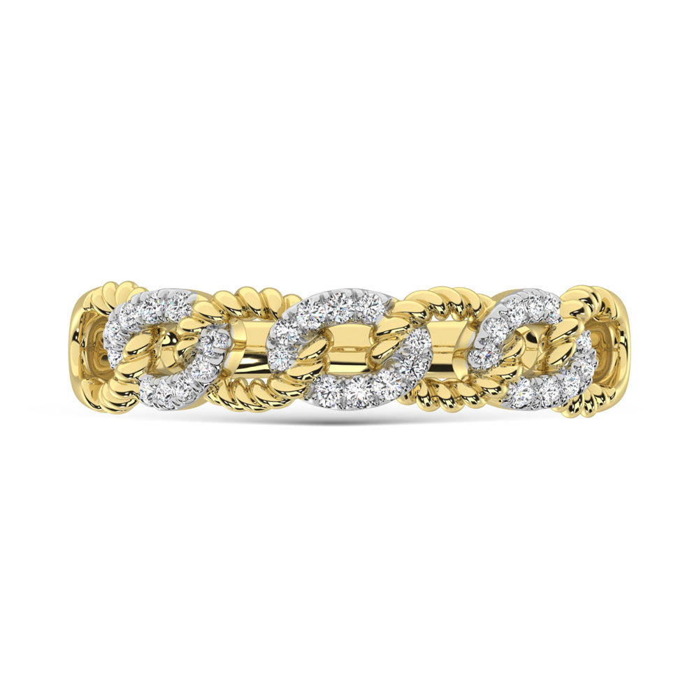Diamante de oro amarillo de 14 quilates de 1/6 quilates total. Anillo de moda