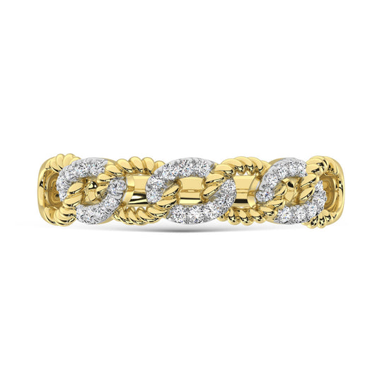 Diamante de oro amarillo de 14 quilates de 1/6 quilates total. Anillo de moda