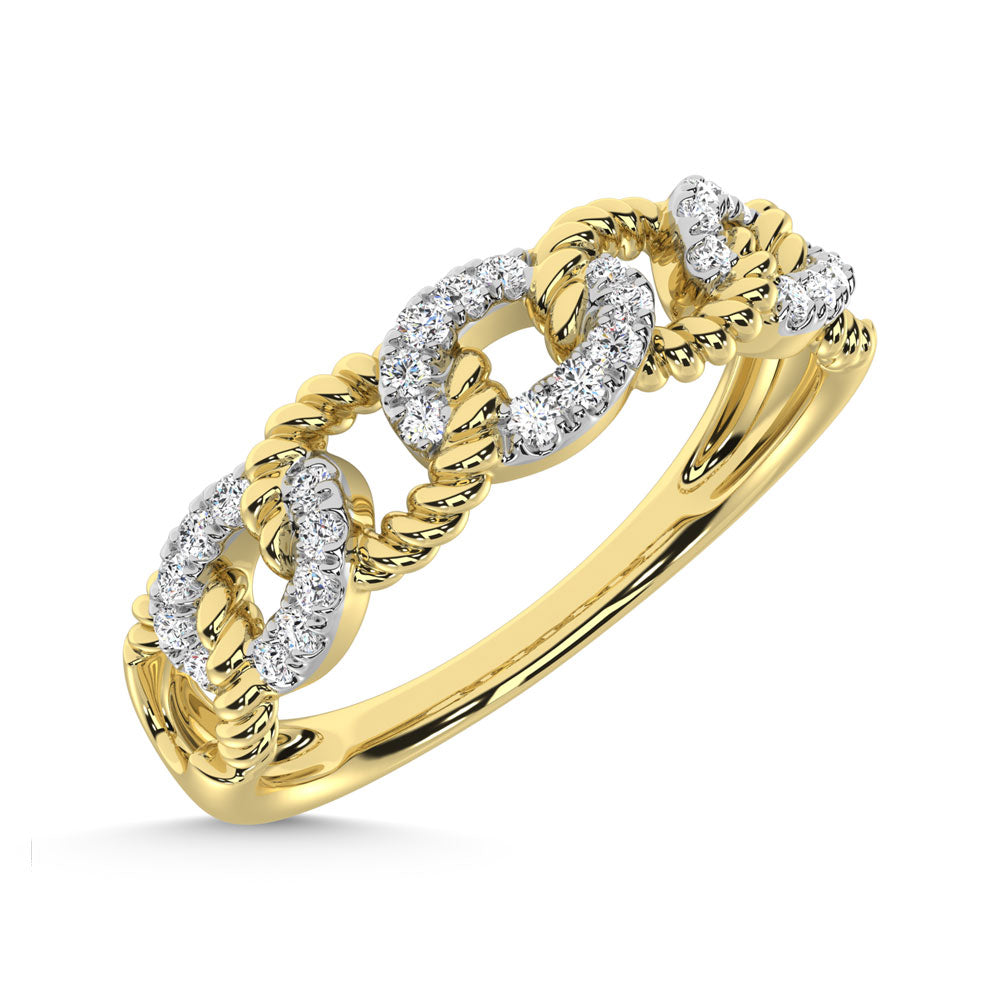 Diamante de oro amarillo de 14 quilates de 1/6 quilates total. Anillo de moda