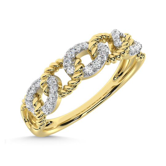 Diamante de oro amarillo de 14 quilates de 1/6 quilates total. Anillo de moda