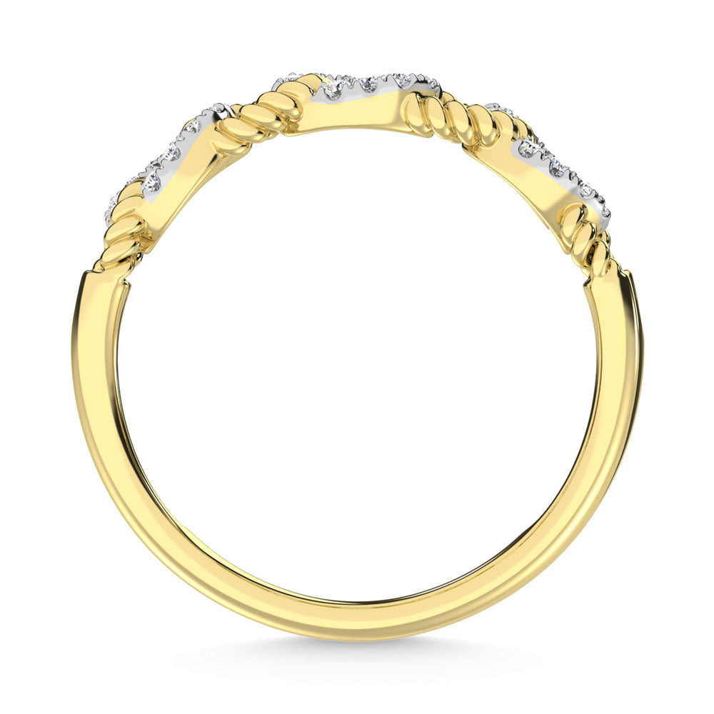 Diamante de oro amarillo de 14 quilates de 1/6 quilates total. Anillo de moda