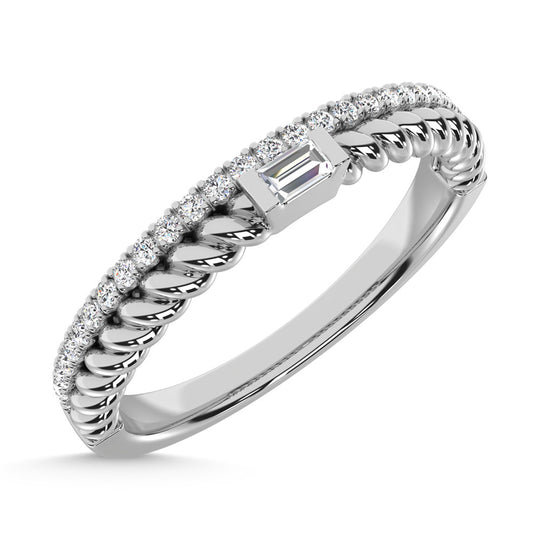 1/6 carat total 14K white gold diamond stack band