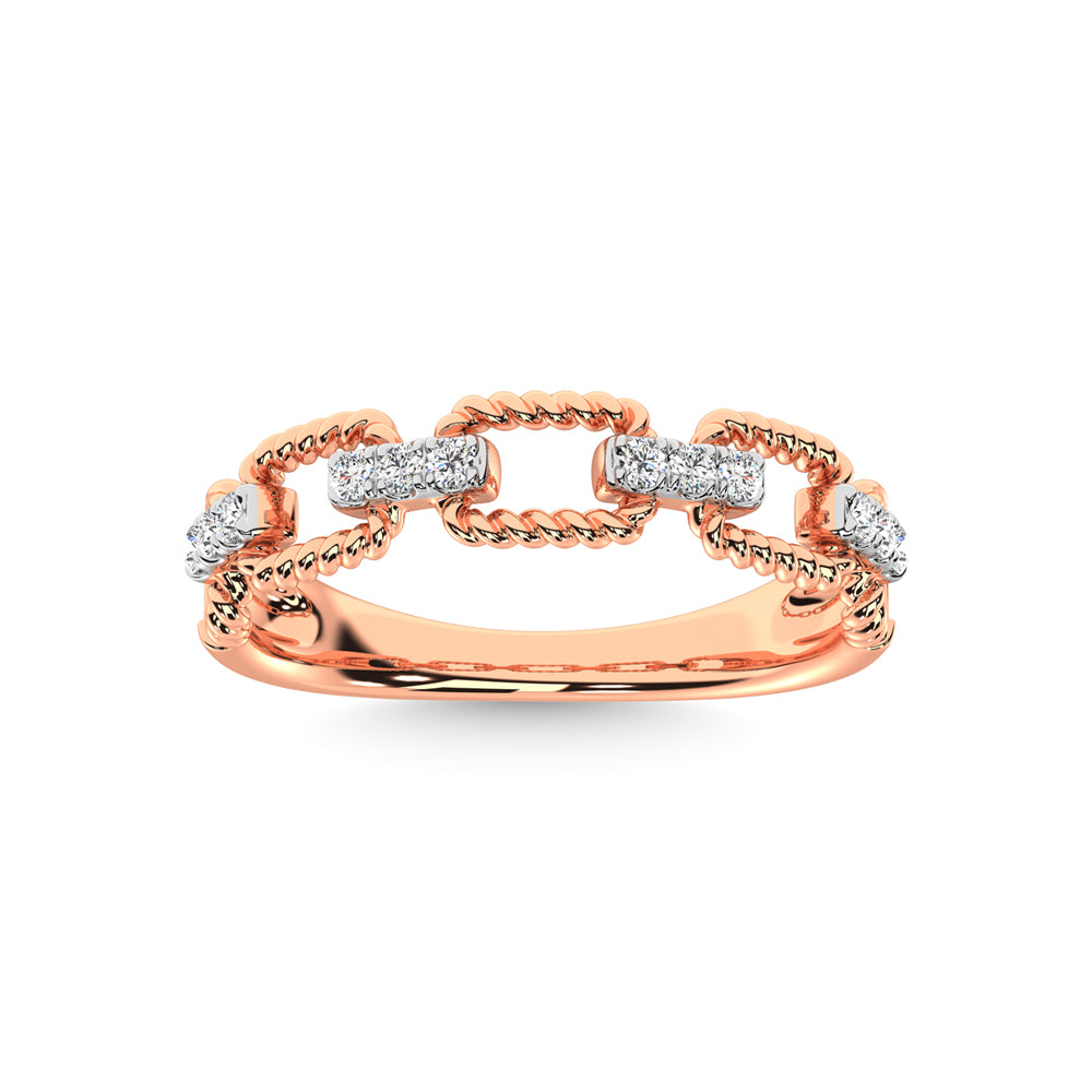 Diamante de oro rosa de 14 quilates de 1/6 qt. total Anillo de moda