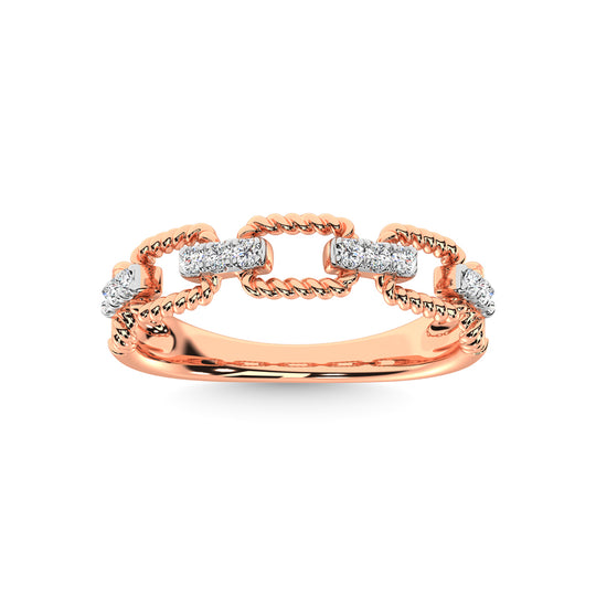 Diamante de oro rosa de 14 quilates de 1/6 qt. total Anillo de moda