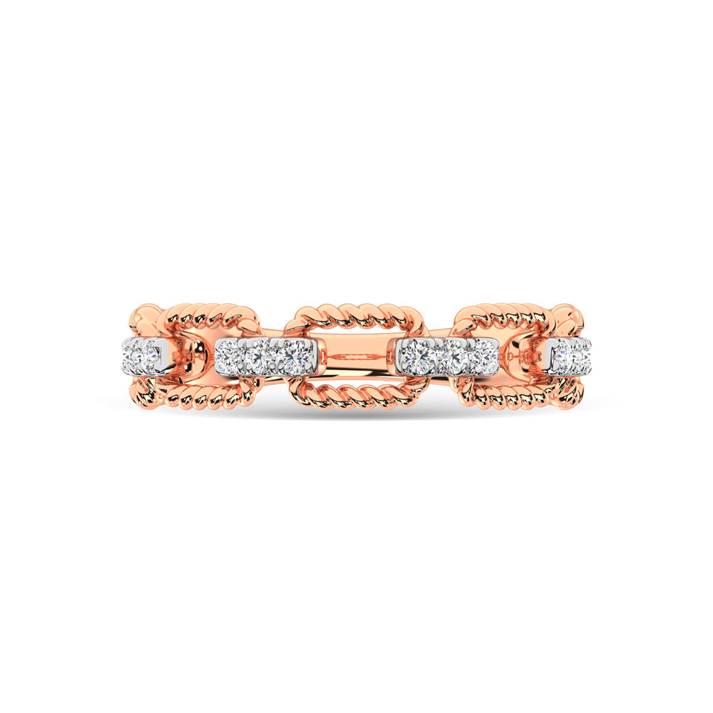 Diamante de oro rosa de 14 quilates de 1/6 qt. total Anillo de moda