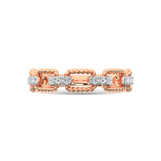 Diamante de oro rosa de 14 quilates de 1/6 qt. total Anillo de moda