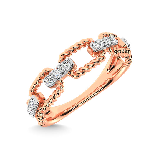 Diamante de oro rosa de 14 quilates de 1/6 qt. total Anillo de moda