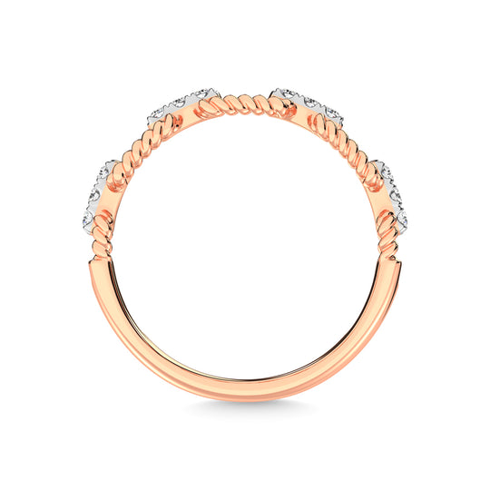 Diamante de oro rosa de 14 quilates de 1/6 qt. total Anillo de moda