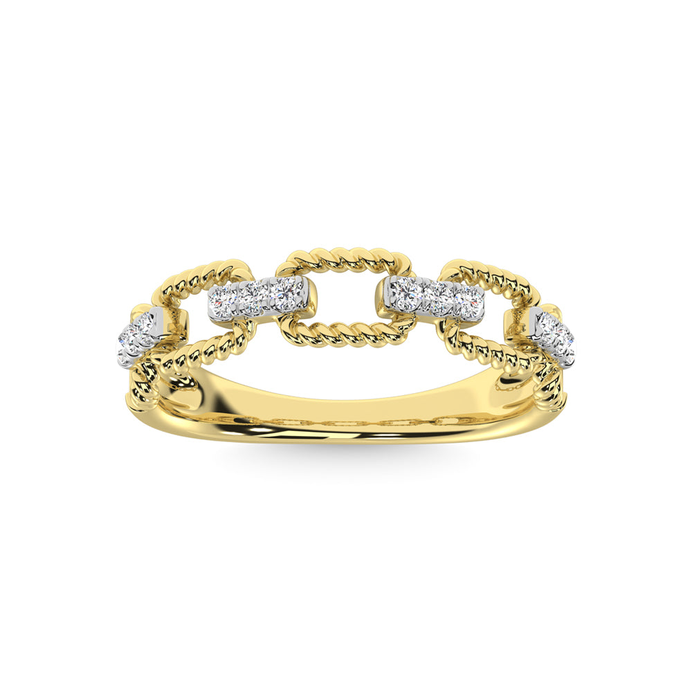 Diamante de oro amarillo de 14 quilates de 1/6 quilates total. Anillo de moda