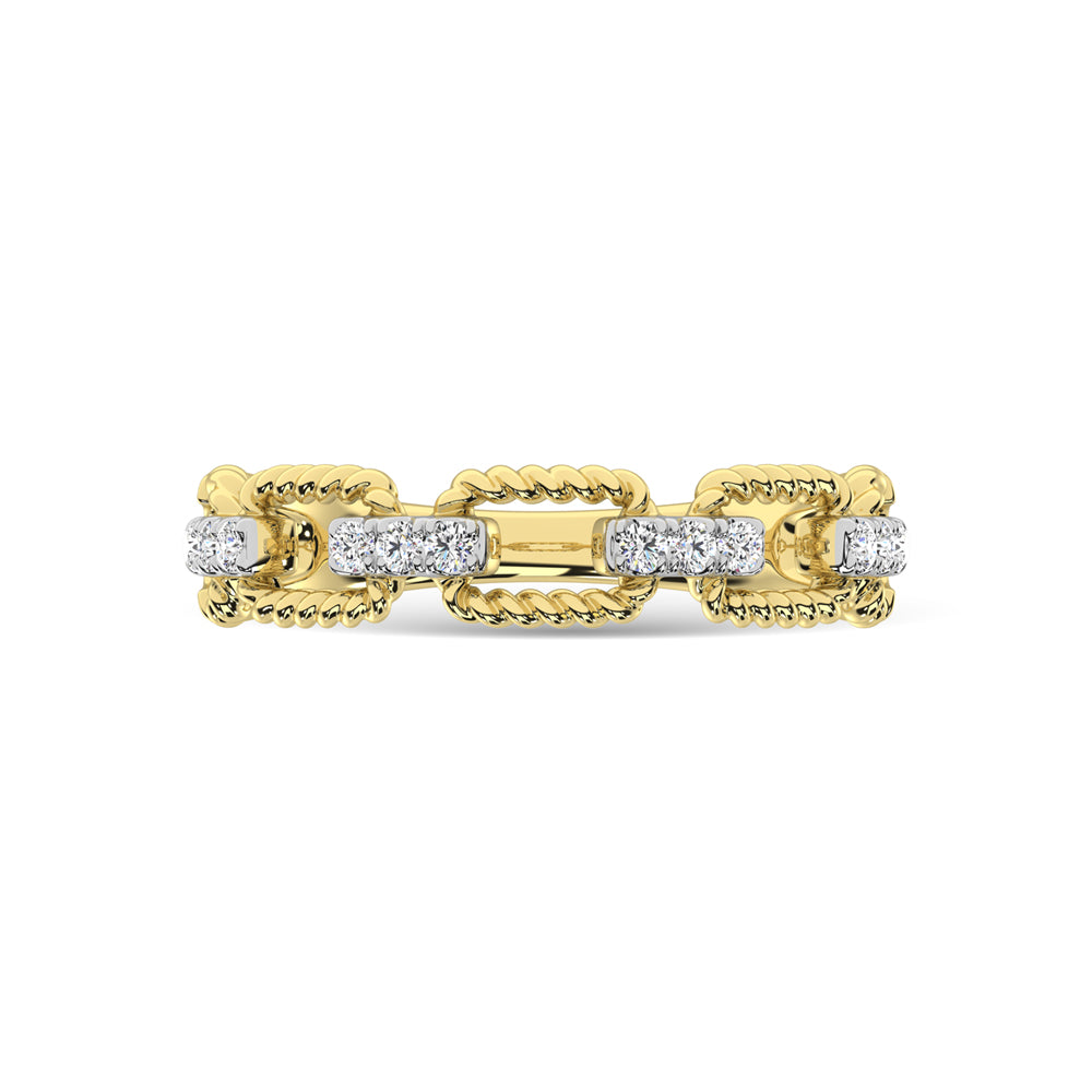 Diamante de oro amarillo de 14 quilates de 1/6 quilates total. Anillo de moda