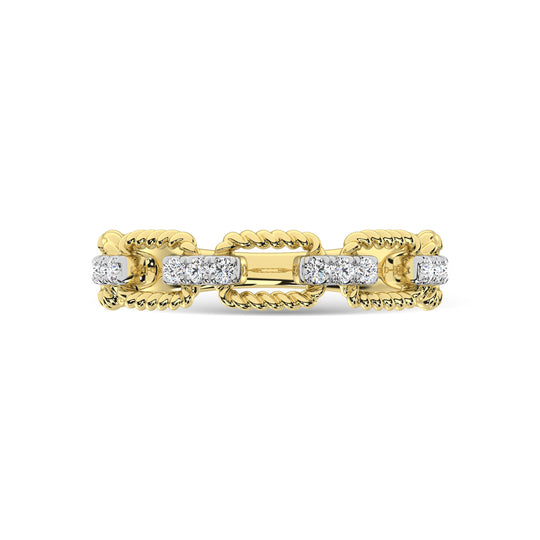 Diamante de oro amarillo de 14 quilates de 1/6 quilates total. Anillo de moda