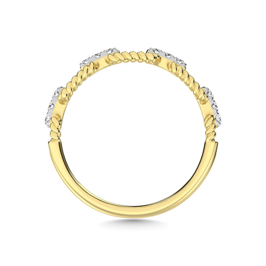 Diamante de oro amarillo de 14 quilates de 1/6 quilates total. Anillo de moda