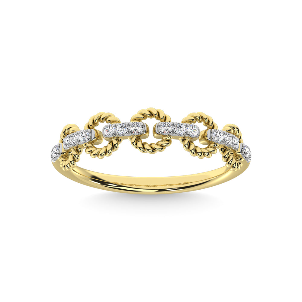 Diamante de oro amarillo de 14 quilates de 1/6 quilates total. Anillo apilable