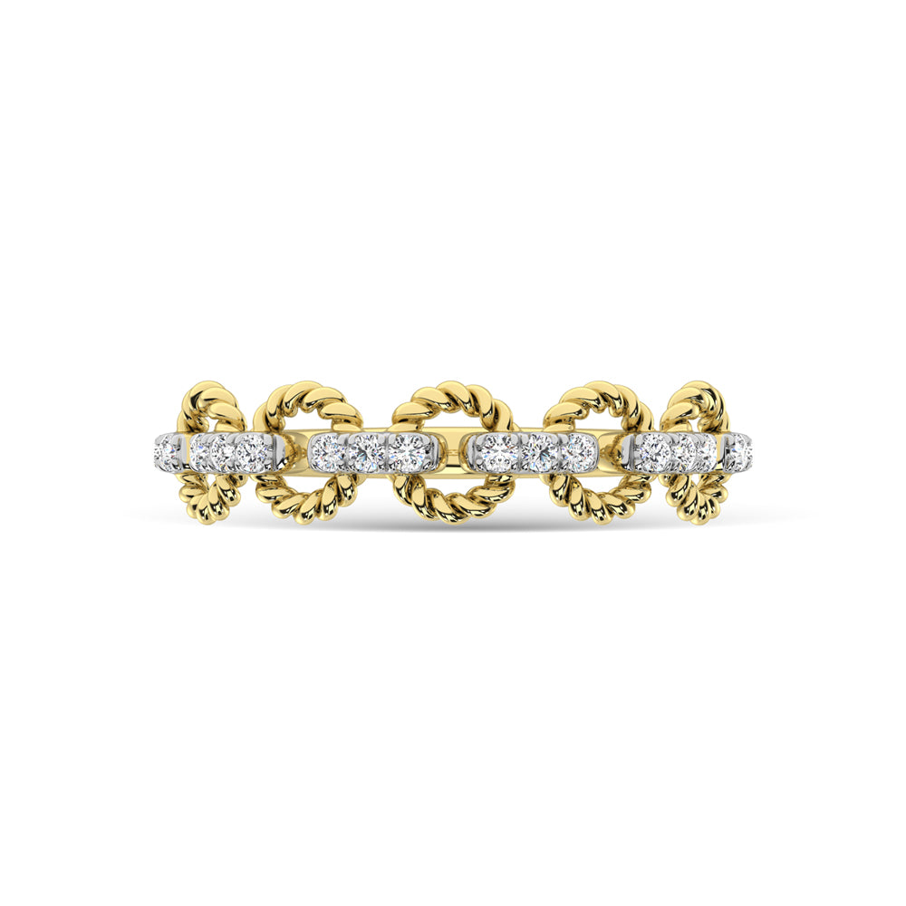 Diamante de oro amarillo de 14 quilates de 1/6 quilates total. Anillo apilable