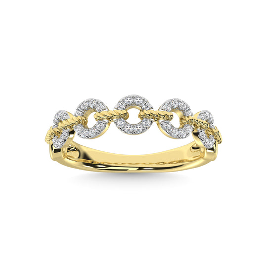 Diamante de oro amarillo de 14 quilates de 1/5 quilates total. Anillo apilable