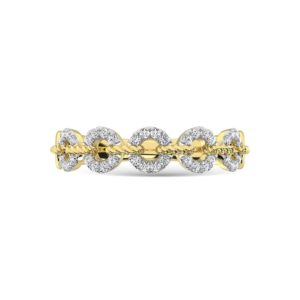 Diamante de oro amarillo de 14 quilates de 1/5 quilates total. Anillo apilable