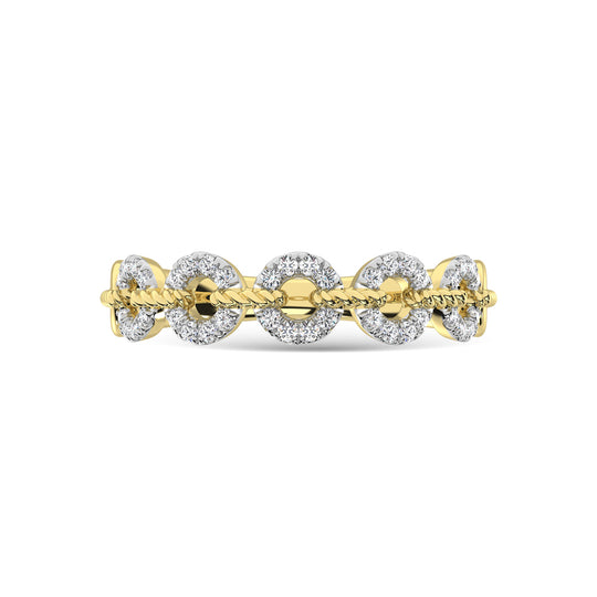 Diamante de oro amarillo de 14 quilates de 1/5 quilates total. Anillo apilable
