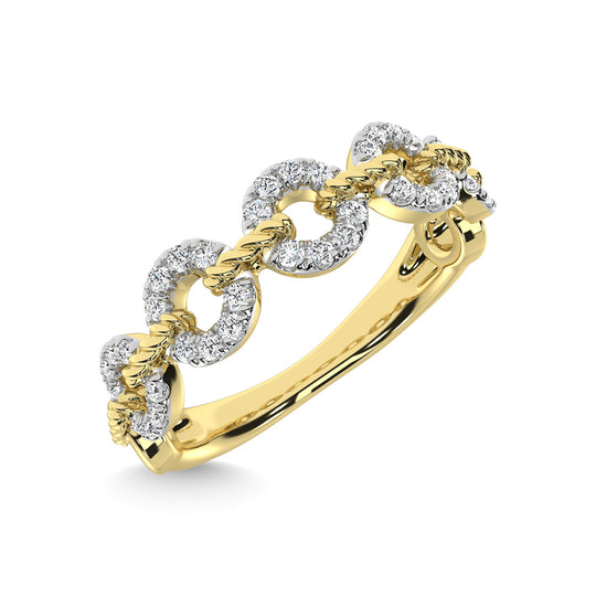 Diamante de oro amarillo de 14 quilates de 1/5 quilates total. Anillo apilable