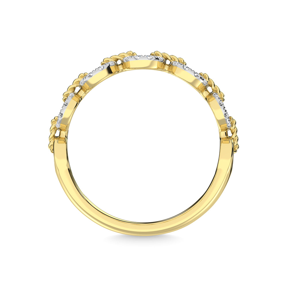 Diamante de oro amarillo de 14 quilates de 1/5 quilates total. Anillo apilable