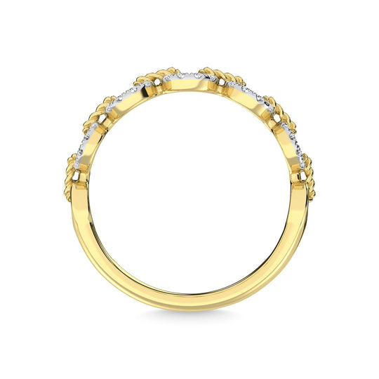 Diamante de oro amarillo de 14 quilates de 1/5 quilates total. Anillo apilable