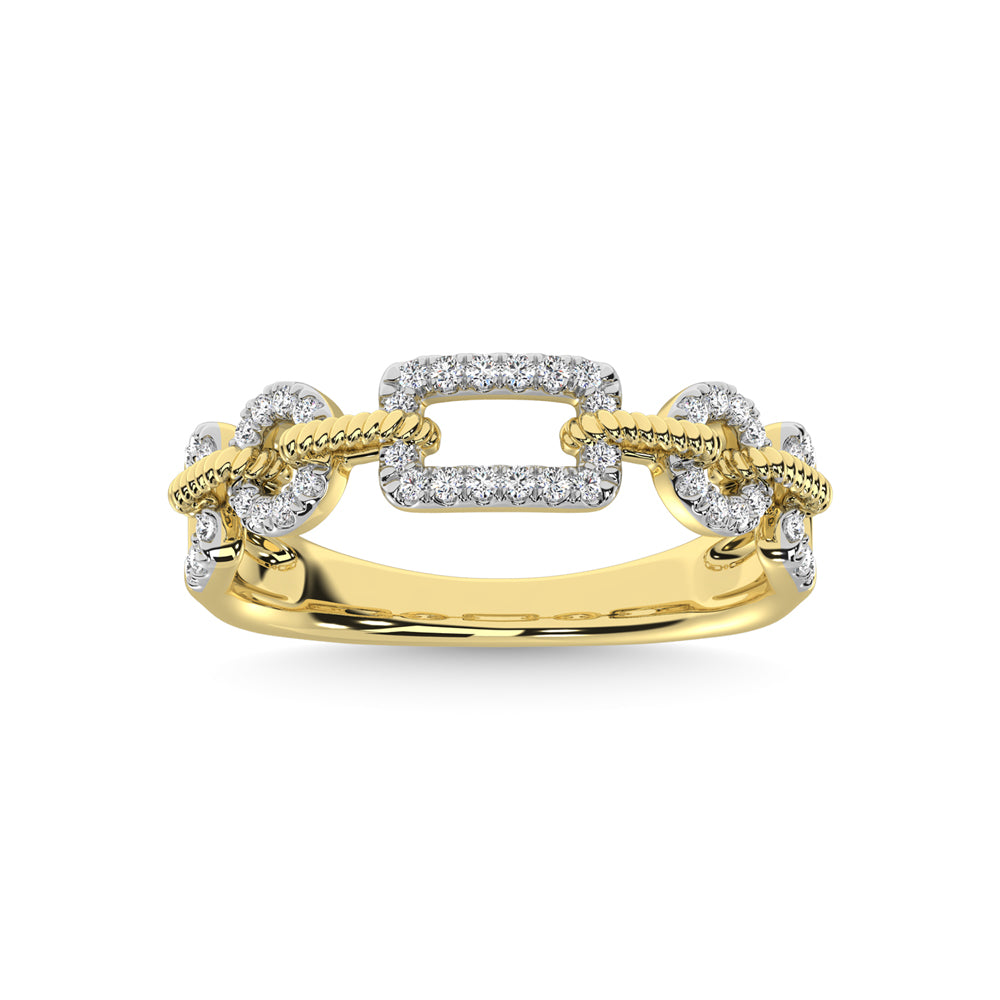 Diamante de oro amarillo de 14 quilates de 1/5 quilates total. Anillo de moda