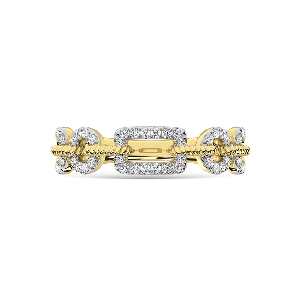 Diamante de oro amarillo de 14 quilates de 1/5 quilates total. Anillo de moda