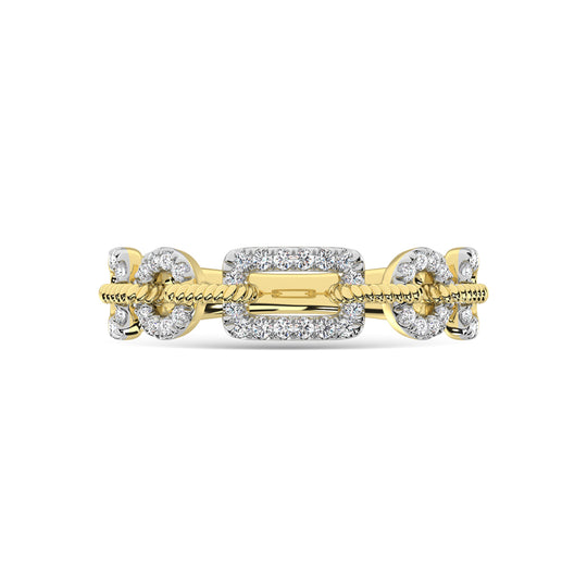 Diamante de oro amarillo de 14 quilates de 1/5 quilates total. Anillo de moda