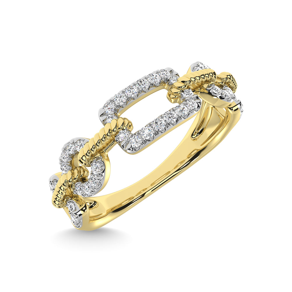 Diamante de oro amarillo de 14 quilates de 1/5 quilates total. Anillo de moda