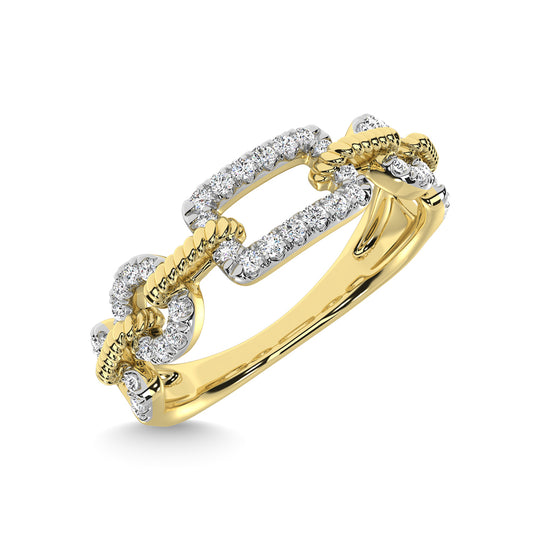 Diamante de oro amarillo de 14 quilates de 1/5 quilates total. Anillo de moda