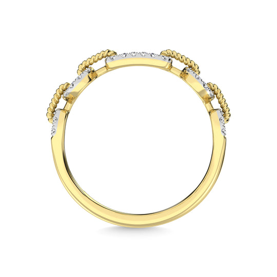 Diamante de oro amarillo de 14 quilates de 1/5 quilates total. Anillo de moda