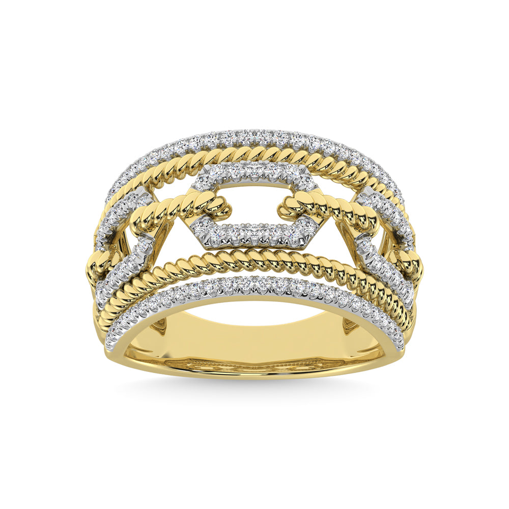 Diamante de oro amarillo de 14 quilates de 1/2 qt. total Anillo de moda