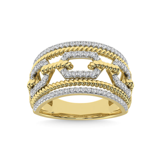 Diamante de oro amarillo de 14 quilates de 1/2 qt. total Anillo de moda