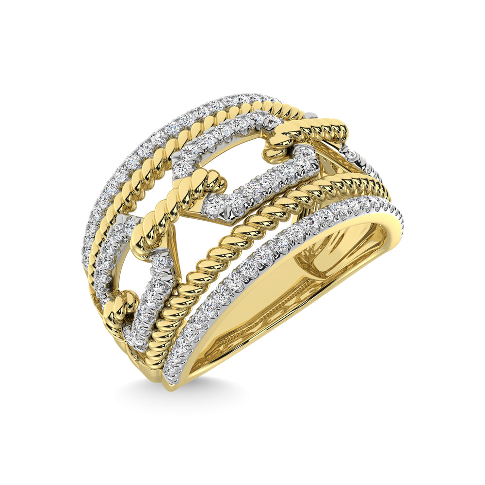 Diamante de oro amarillo de 14 quilates de 1/2 qt. total Anillo de moda