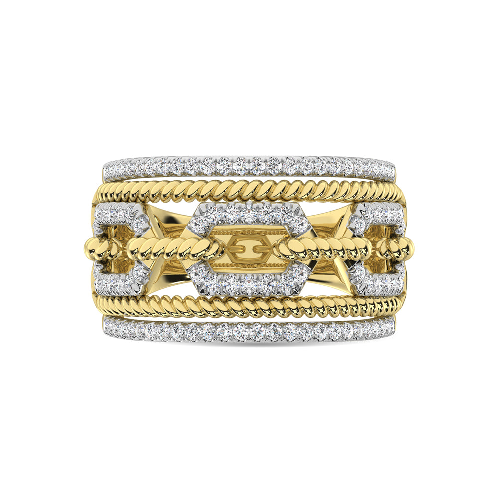 Diamante de oro amarillo de 14 quilates de 1/2 qt. total Anillo de moda