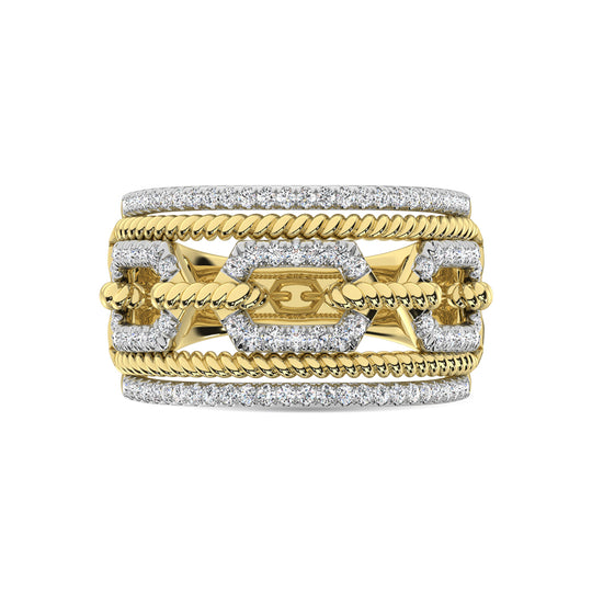 Diamante de oro amarillo de 14 quilates de 1/2 qt. total Anillo de moda