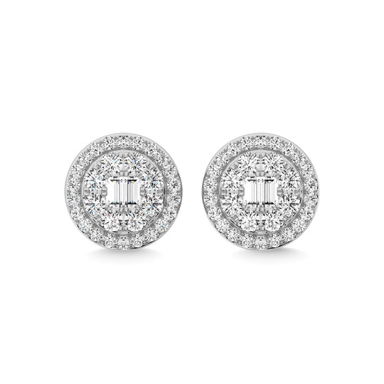 Diamante en oro blanco de 14 quilates, 7/8 quilates total. Pendientes de moda