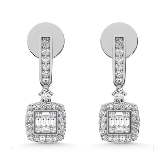 Diamante en oro rosa de 14 quilates de 1/2 qt. total Pendientes de moda