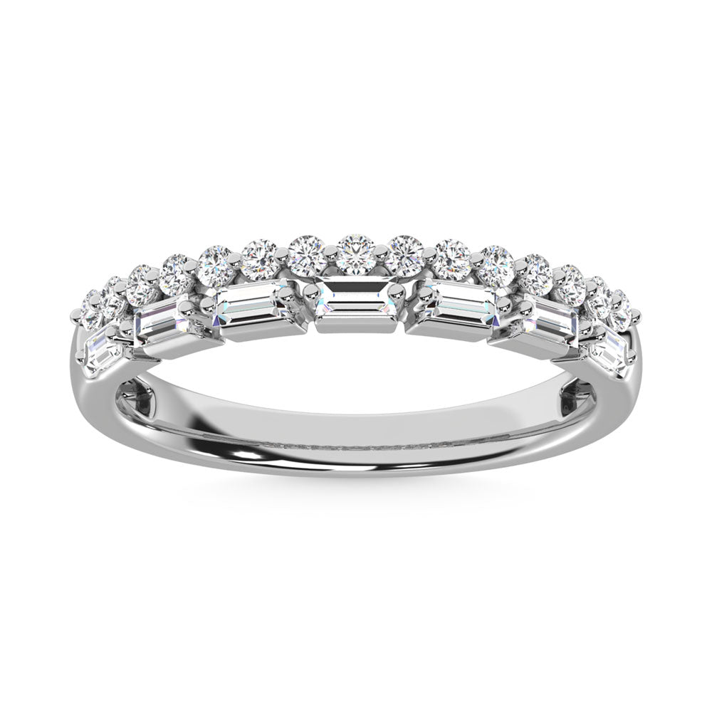 Diamante de oro blanco de 14 quilates de 1/3 qt. total. Banda de pila
