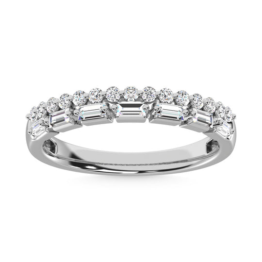 Diamante de oro blanco de 14 quilates de 1/3 qt. total. Banda de pila