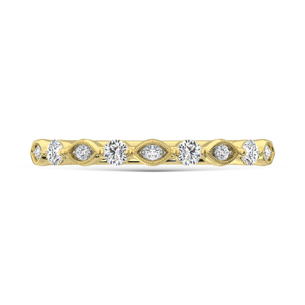 Diamante de oro amarillo de 14 quilates de 1/5 quilates total. Banda de pila