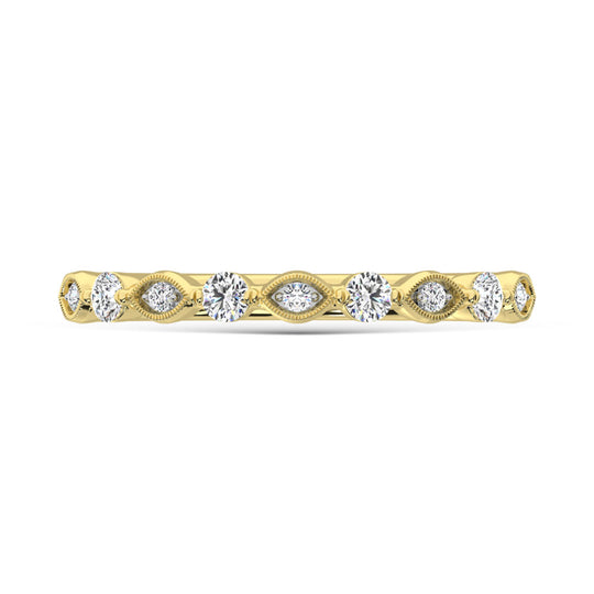 Diamante de oro amarillo de 14 quilates de 1/5 quilates total. Banda de pila