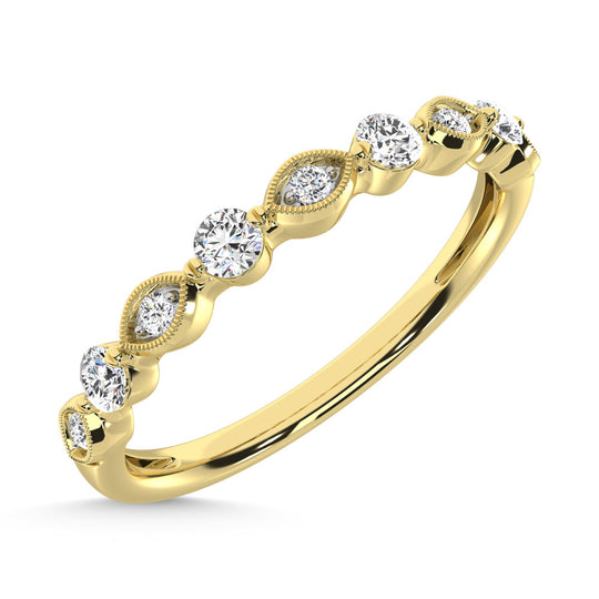 Diamante de oro amarillo de 14 quilates de 1/5 quilates total. Banda de pila