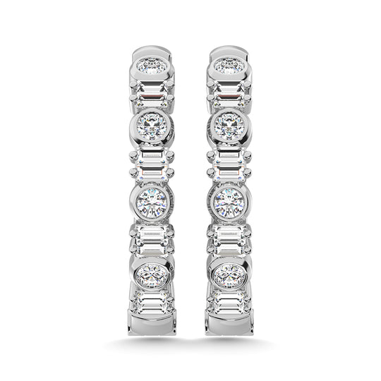 Aretes de Aro con Diamantes  de 1/2 qt. total  en Oro Blanco de 14k