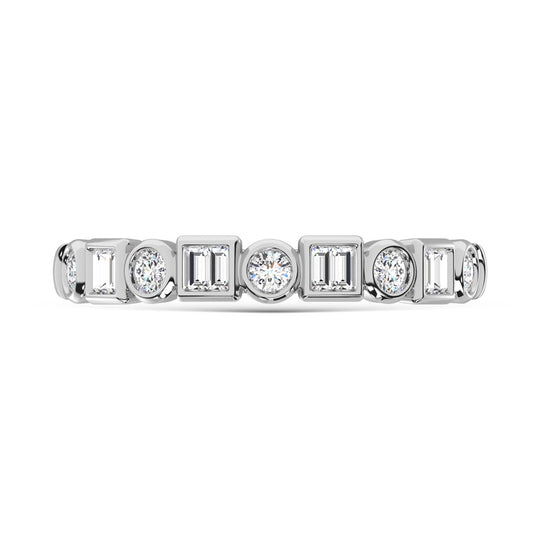 Diamante de oro blanco de 14 quilates de 1/4 qt. total Banda de pila