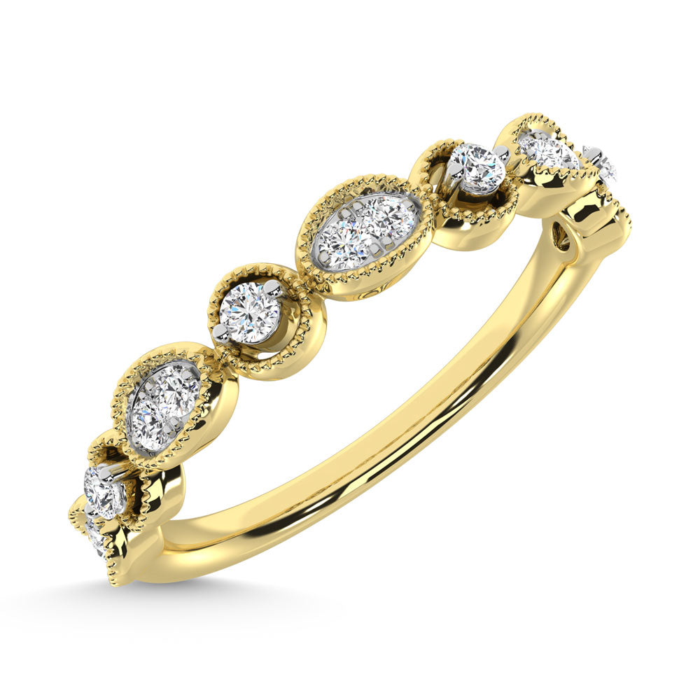 Diamante de oro amarillo de 14 quilates de 1/6 quilates total. Banda de pila