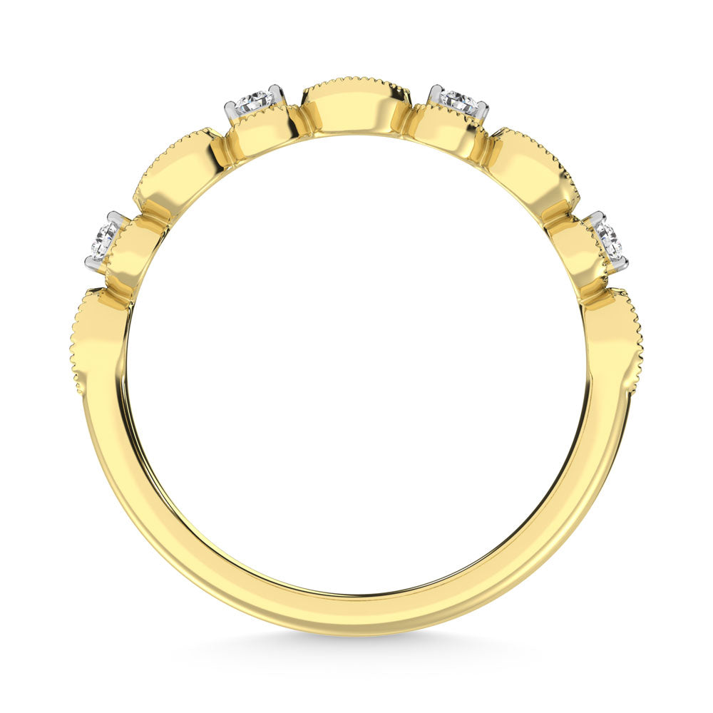 Diamante de oro amarillo de 14 quilates de 1/6 quilates total. Banda de pila