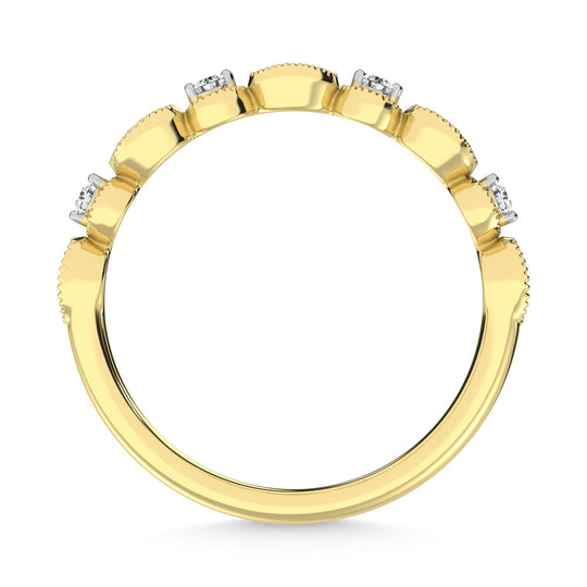 Diamante de oro amarillo de 14 quilates de 1/6 quilates total. Banda de pila