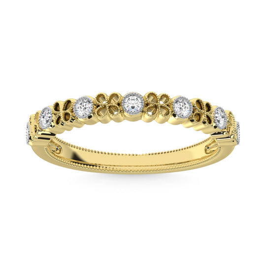 Diamante de oro amarillo de 14 quilates de 1/6 quilates total. Banda de pila